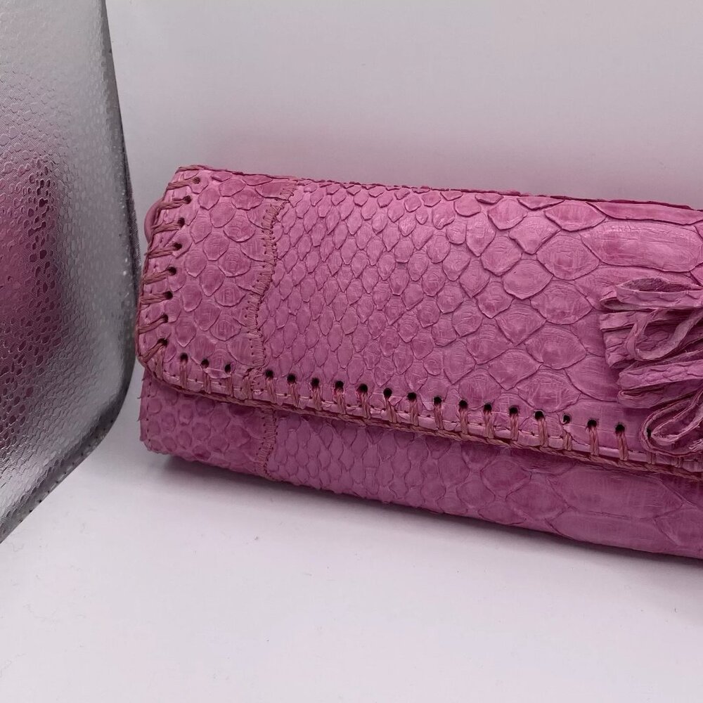 Fatto A Mano By Carlos Falchi Pink Python Snake S… - image 4